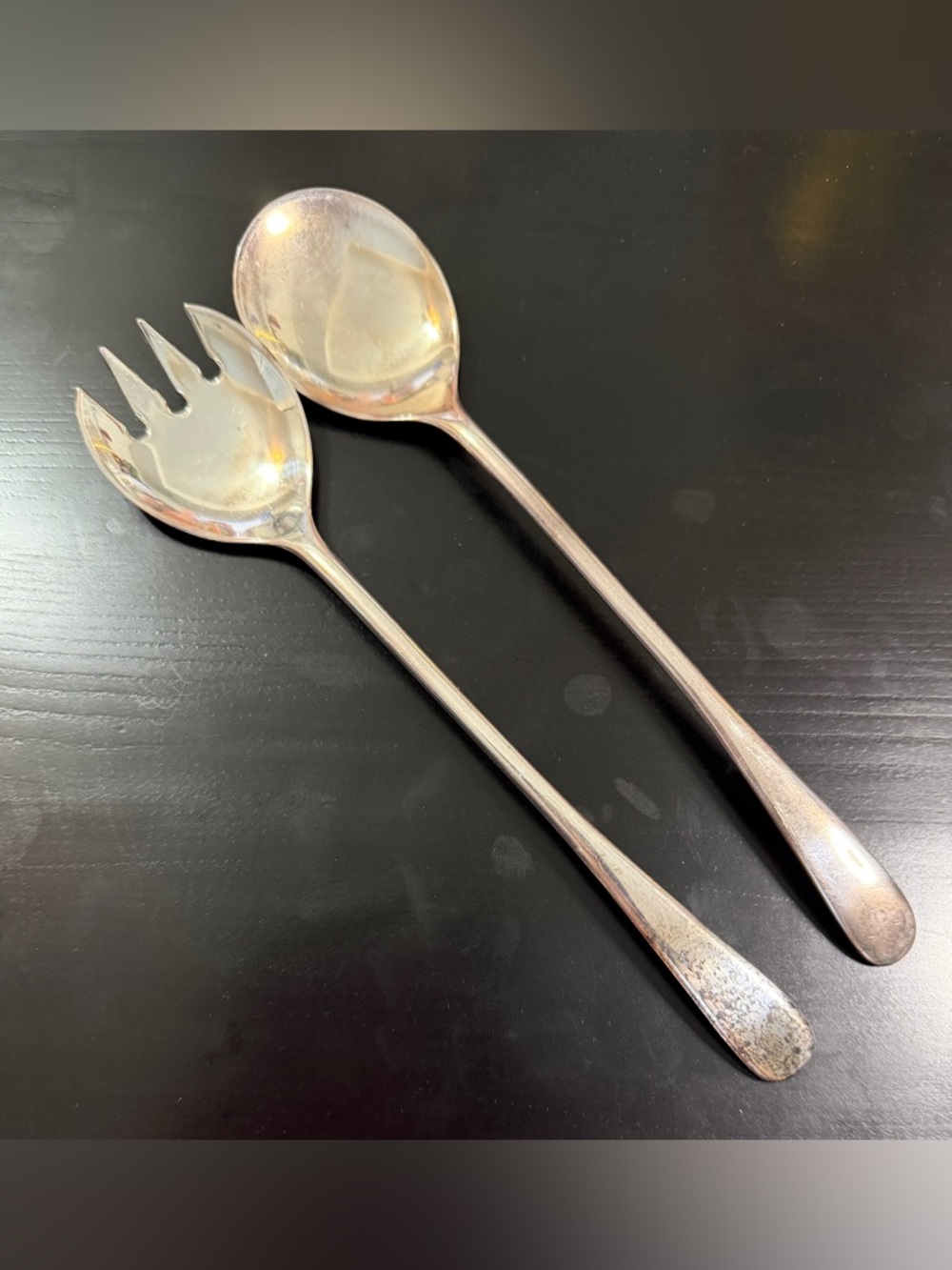 Vintage Italian Silverplated Serving Spoon and Fork Set - 9”